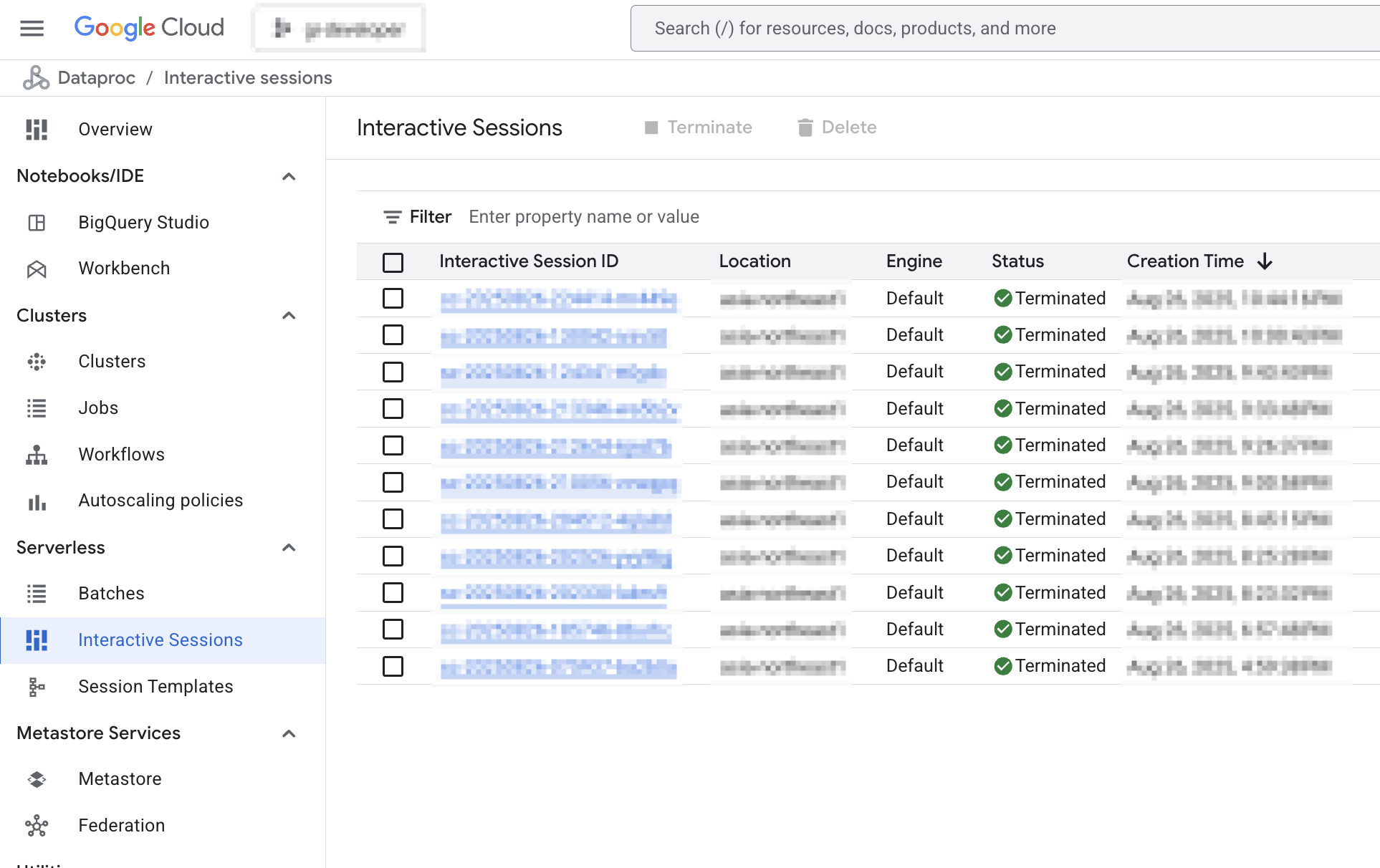 创建的 Spark Session 在 GCP 上可以管理